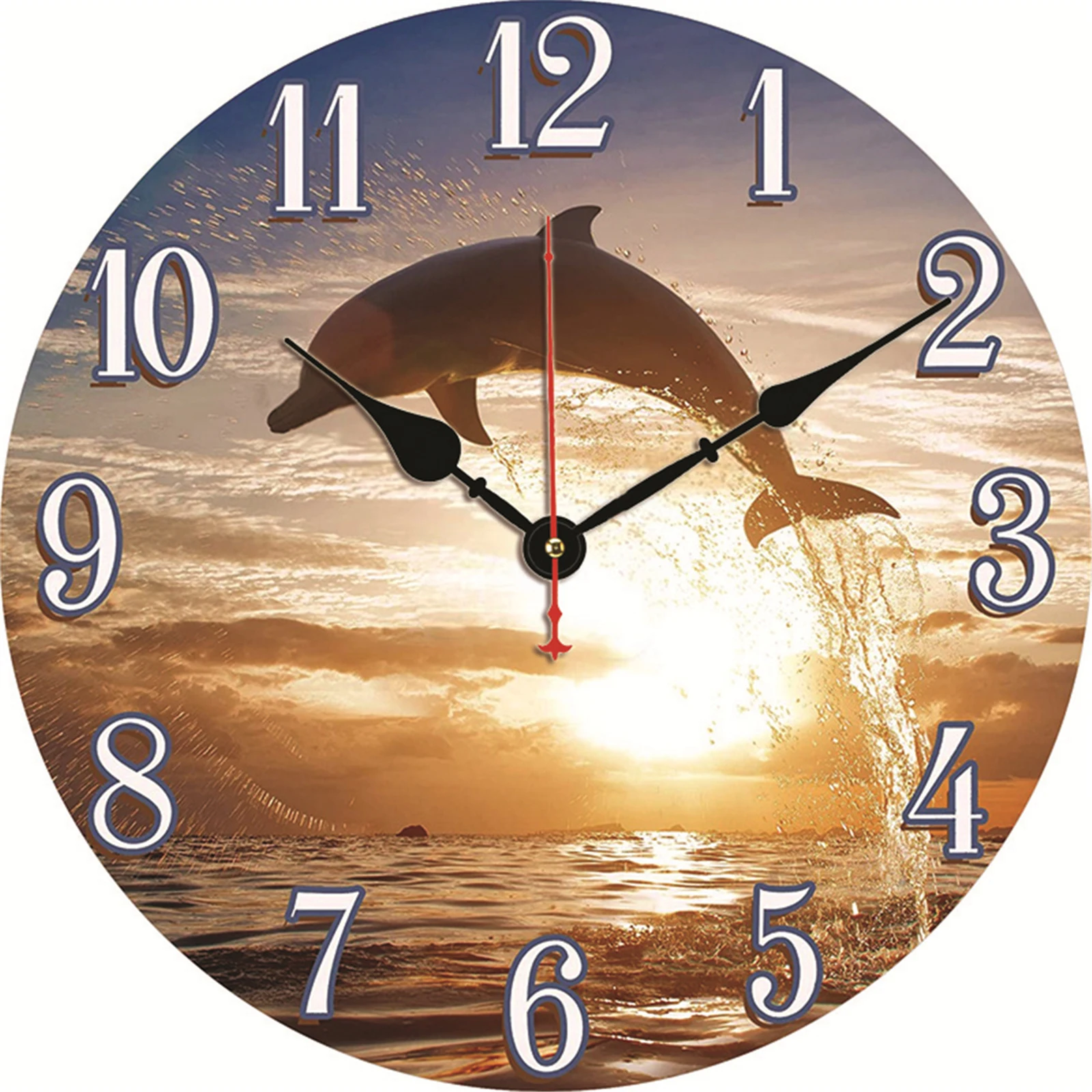 

Large Kitchen Watch Wall Clock Silent Rustic Relogio De Parede Home Decor Dolphin Sunset Clock Horloge Murale