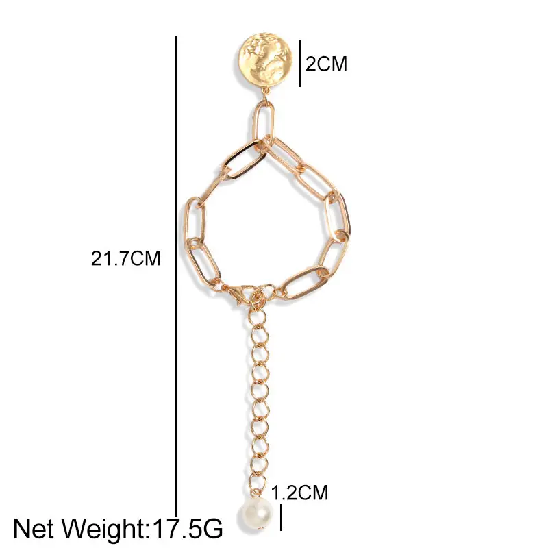 Flatfoosie Charms Multilayers Pearl Coin Chain Bracelet Bangles For Women Fashion Gold Color Portrait Bracelets Femme Jewelry