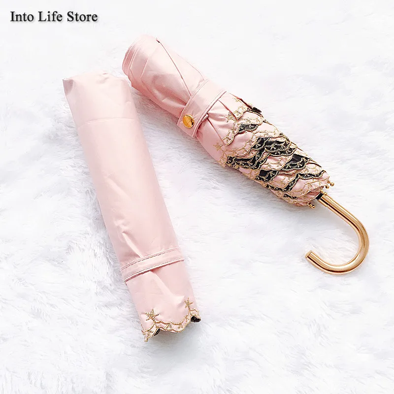 

Japanese Mini Sun Beach Umbrella UV Folding Umbrella Rain Women Ladies Umbrellas Free Shipping Blue Cute Girls Gift Ideas UPF50+