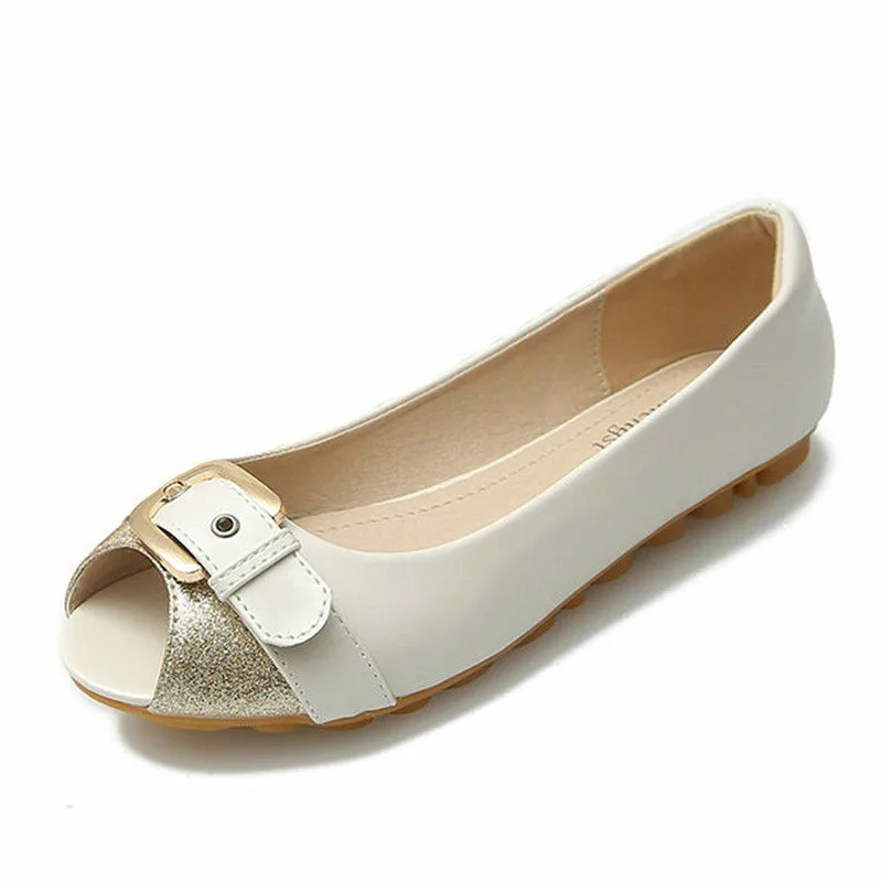 Летняя повседневная обувь женские удобные туфли на плоской подошве с открытым