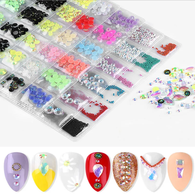 Хит продаж, высокая яркость, разные размеры, кристаллы, прозрачные AB, нетермическая модификация, плоское дно, алмазные 3D Ногти, дизайн ногтей