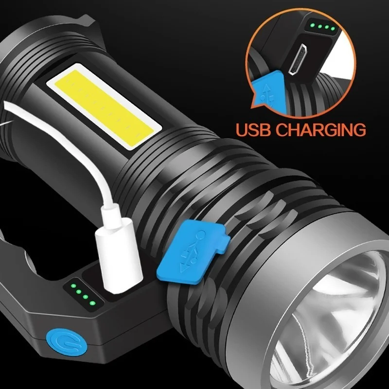 powerful led work lamp waterproof cob flashlight portable hand light usb work light torch with side light searchlight free global shipping