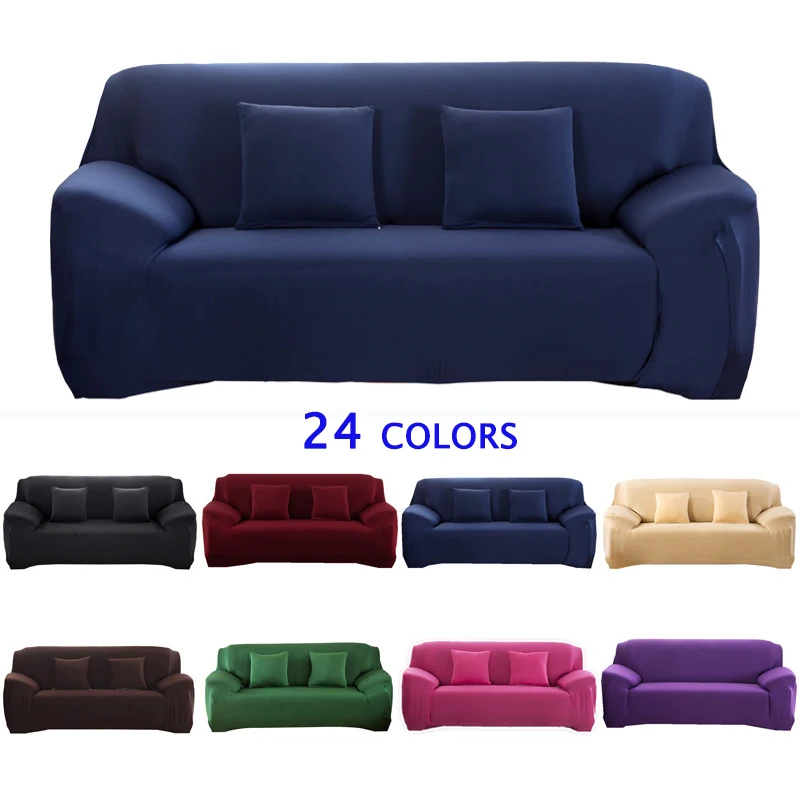 

Solid Color Sofa Covers for Living Room Polyester Modern Elastic Corner Couch Cover Slipcovers Chair Protector 1/2/3/4 Seater
