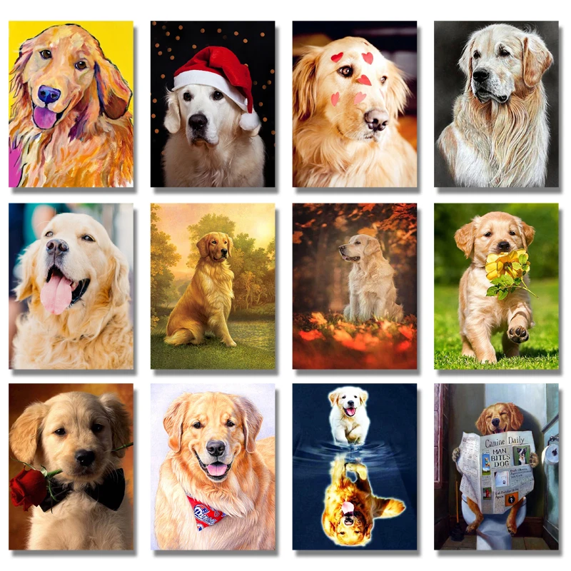 5d алмазная картина золотой ретривер вышивка крестом животные со стразами