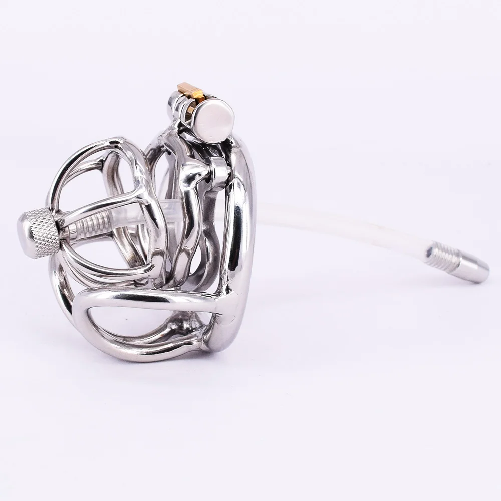 Маленькая клетка целомудрия из нержавеющей стали с анти выключенным кольцом