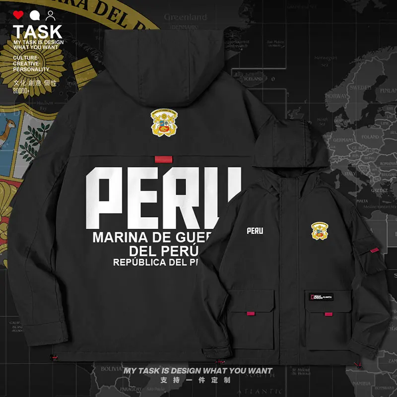 

Перуанская Мужская куртка с капюшоном PE PER, куртка с логотипом морского флота, армейские фанаты, модные куртки, пальто, одежда, тренчкот, Мужс...