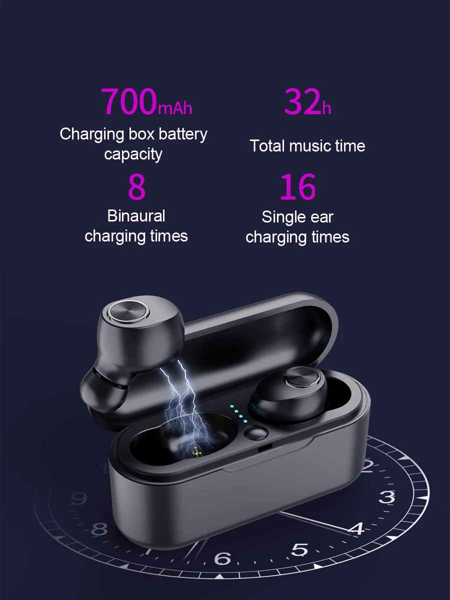 TWS Bluetooth Беспроводной наушники Шум шумоподавления громкой связи Bluetooth гарнитура для Беспроводной гарнитура стерео Hi-Fi наушники с зарядный Чехол для мобильного телефона