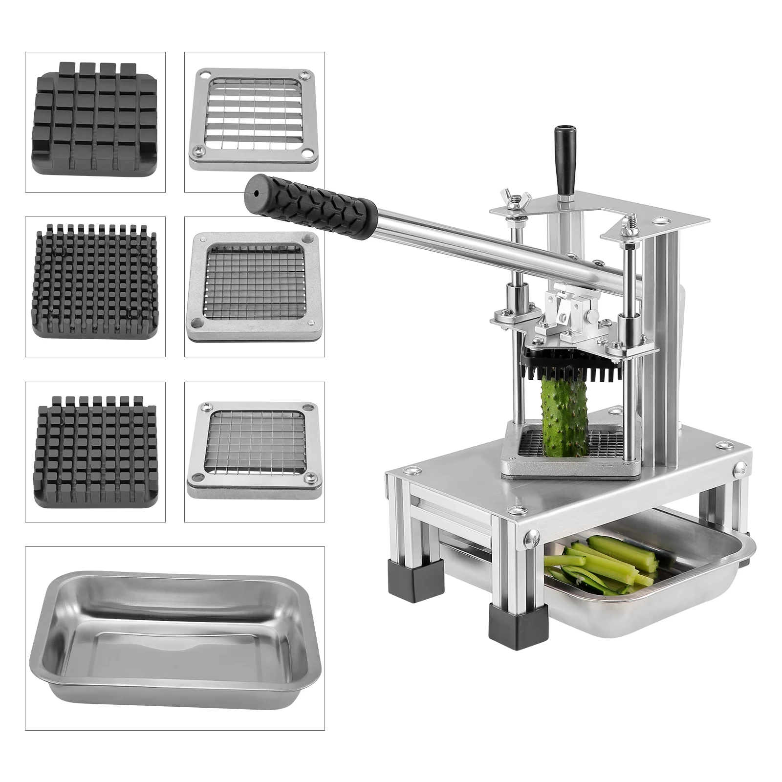 Cortador comercial de patatas fritas, rebanador de frutas y verduras con 3 cuchillas de acero inoxidable-cortador de patatas fritas de 1/4 "1/2" 3/8"-2