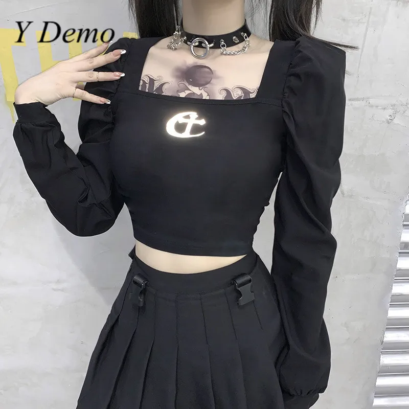Женская готическая модная Светоотражающая Футболка Y Demo с принтом Луны милая