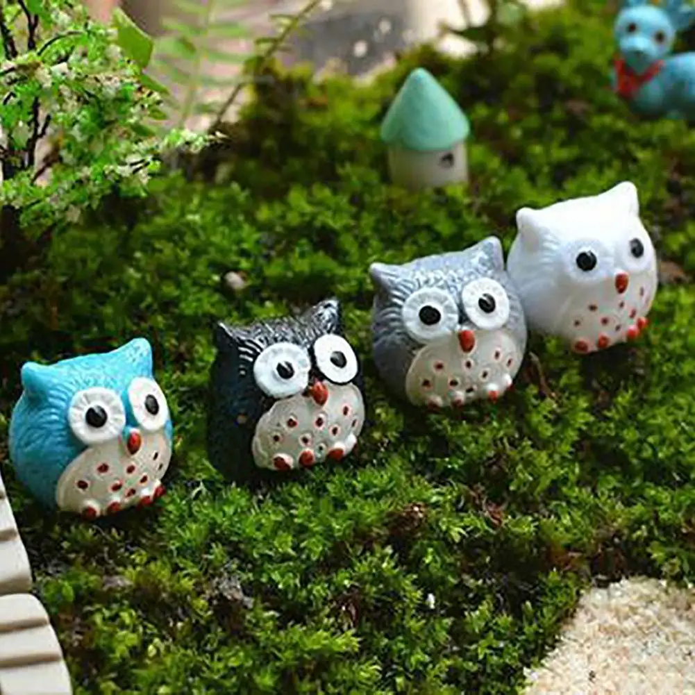 

2Pcs Lovely Cute Owl Miniature Landscape Bonsai Decoration Resin Crafts Ornament DIY Toy Room Supplies Accessories Products