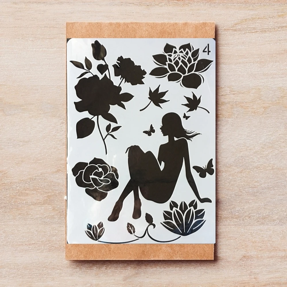 А4 сидя фея девушка DIY Многослойные трафареты картина раскраска для скрапбукинга