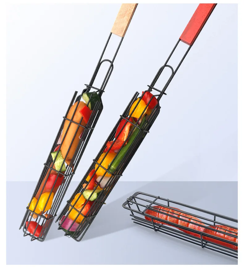 Портативная корзина для гриля и барбекю антипригарный гриль из нержавеющей