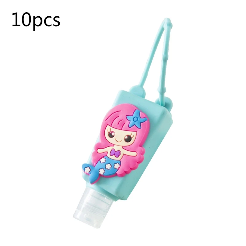 10Pcs 30ml Mini Empty Bottles with Cartoon Animal Silicone Holder Keychain Clear Hand Sanitizer Refillable Containers | Красота и