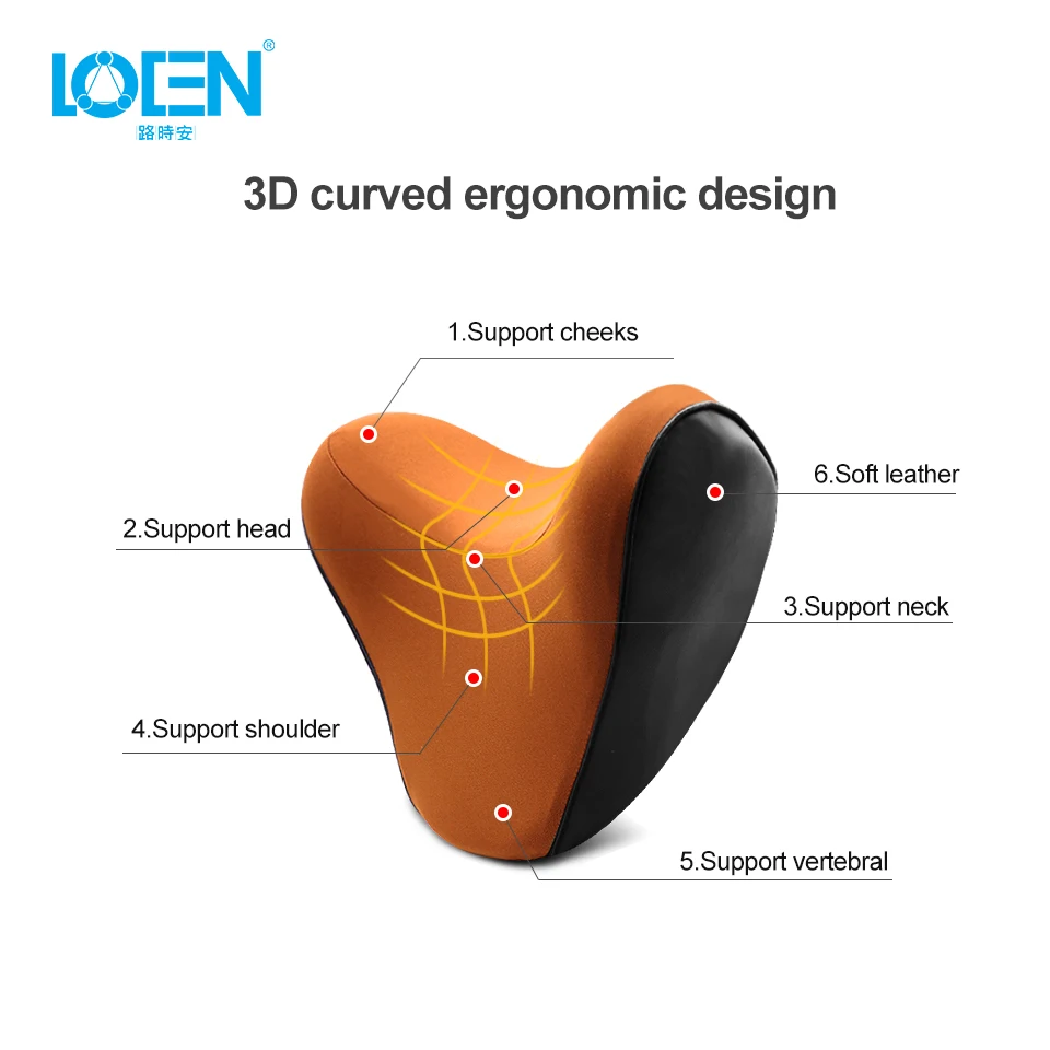 LOEN U shape Memory хлопковая Автомобильная подушка для шеи подголовник Foam ткань