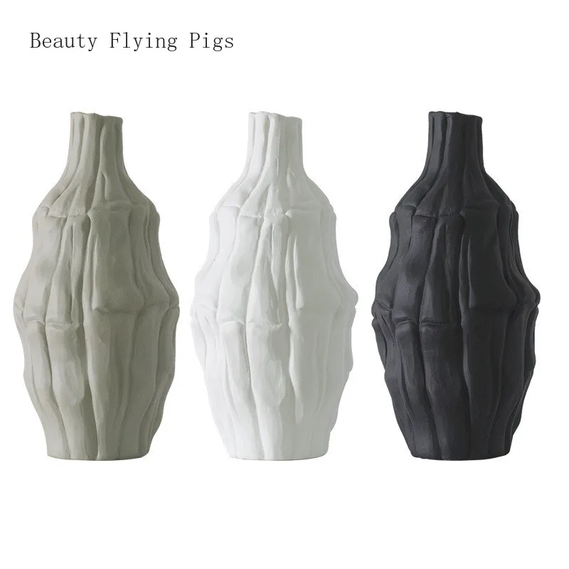

Nordic Style Bergamot Vases Ceramics Solid Color Home Living Room TV Cabinet Desktop Ornaments Flower Arrangement Home Vases