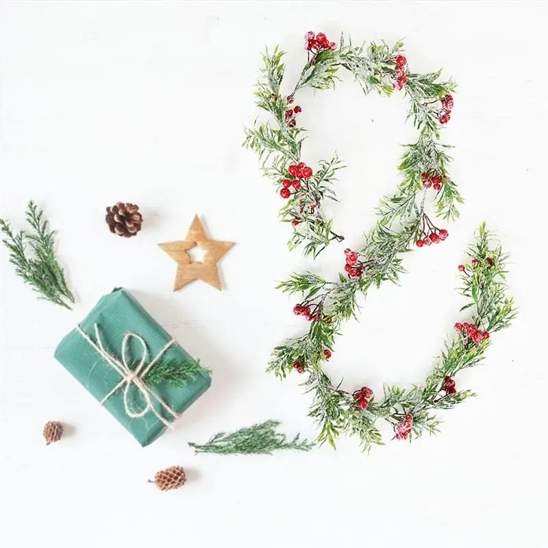 Искусственный Рождественский Венок матовый ягодный шишка Рождество домашняя