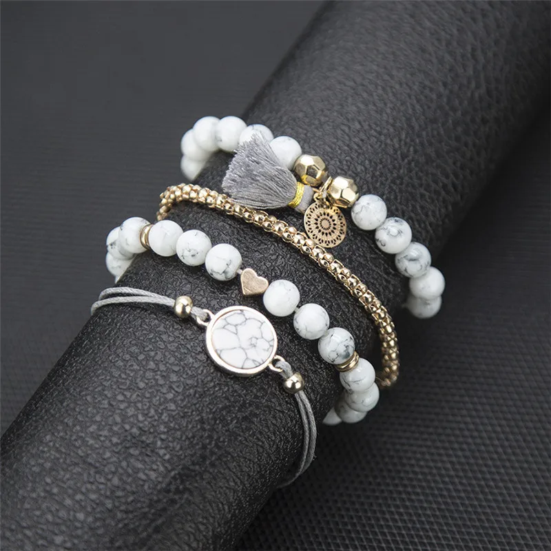 Смешанные полые сердца волна любовь кристалл круглые красивые браслеты с камнем