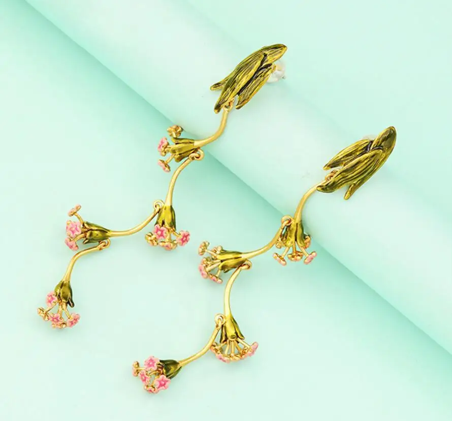 Новинка 2020 эмалированные Серьги CSxjd в виде цветка из ротанга Гипсофилы розового и