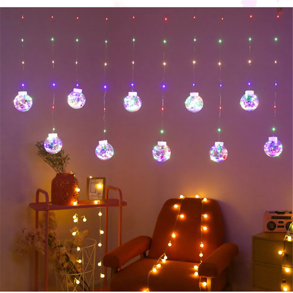 

Новые товары, светодиодная занавеска 3 м с 10 шариками, светильник из медной проволоки, шар для желаний, Рождественское украшение, светильник,...