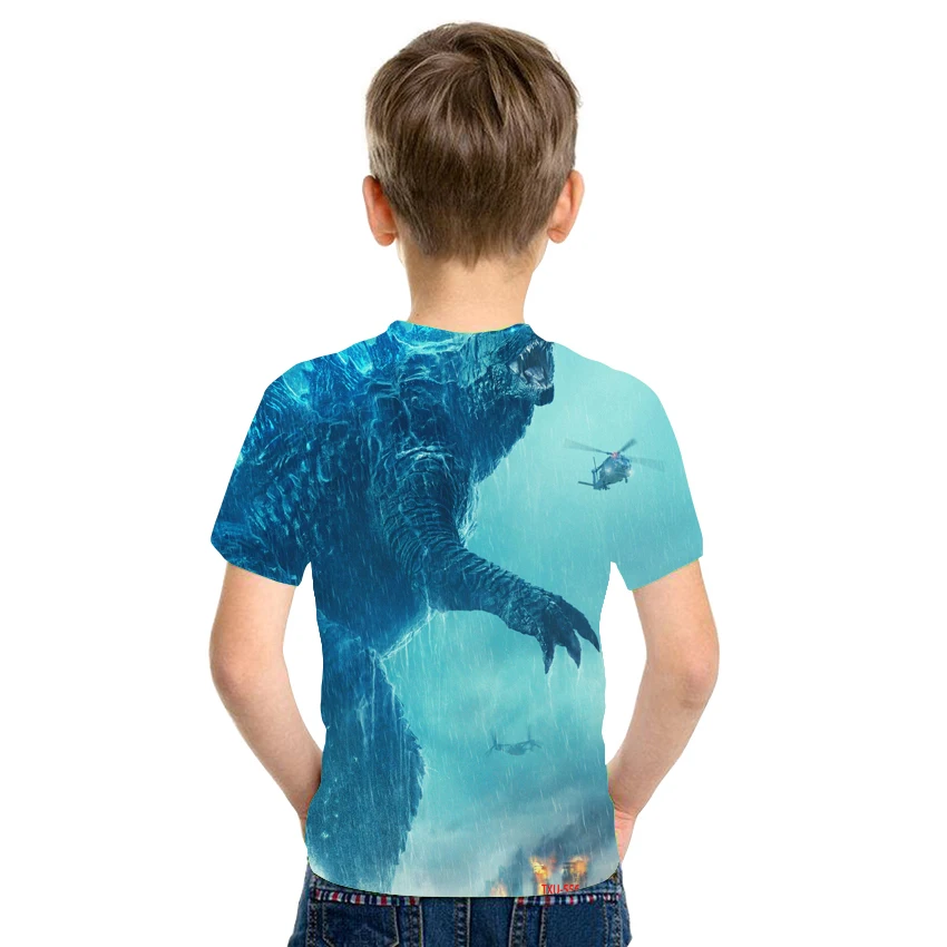 

2021 children's short sleeve new boys and girls 3D dinosaur print short sleeve T-shirt cool 3D fashion T-shirtrt