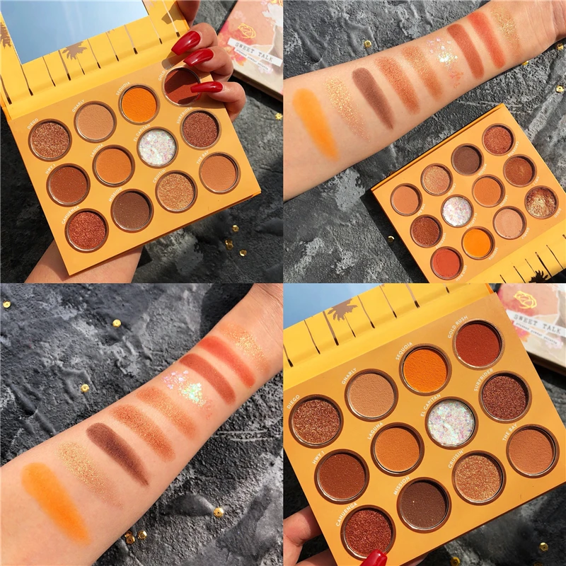 12 цветов мерцающие блестящие тени для век Палитра кремовый металлик