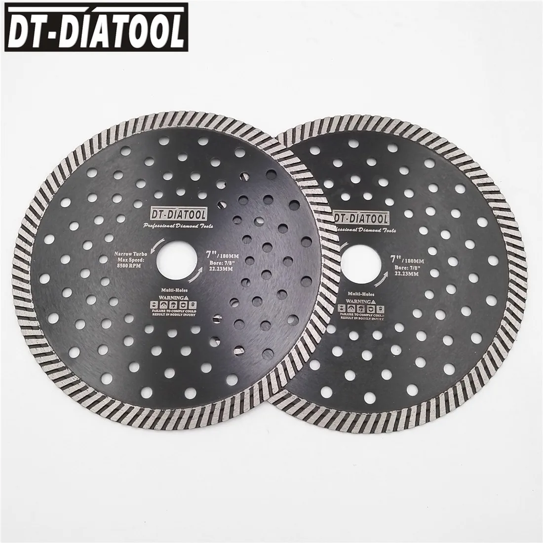 

DT-DIATOOL 2pcs Dia 180mm/7 inch Diamond Hot Pressed Narrow Diamond Turbo Blade For Cutting Granite Marble Concrete Masonry