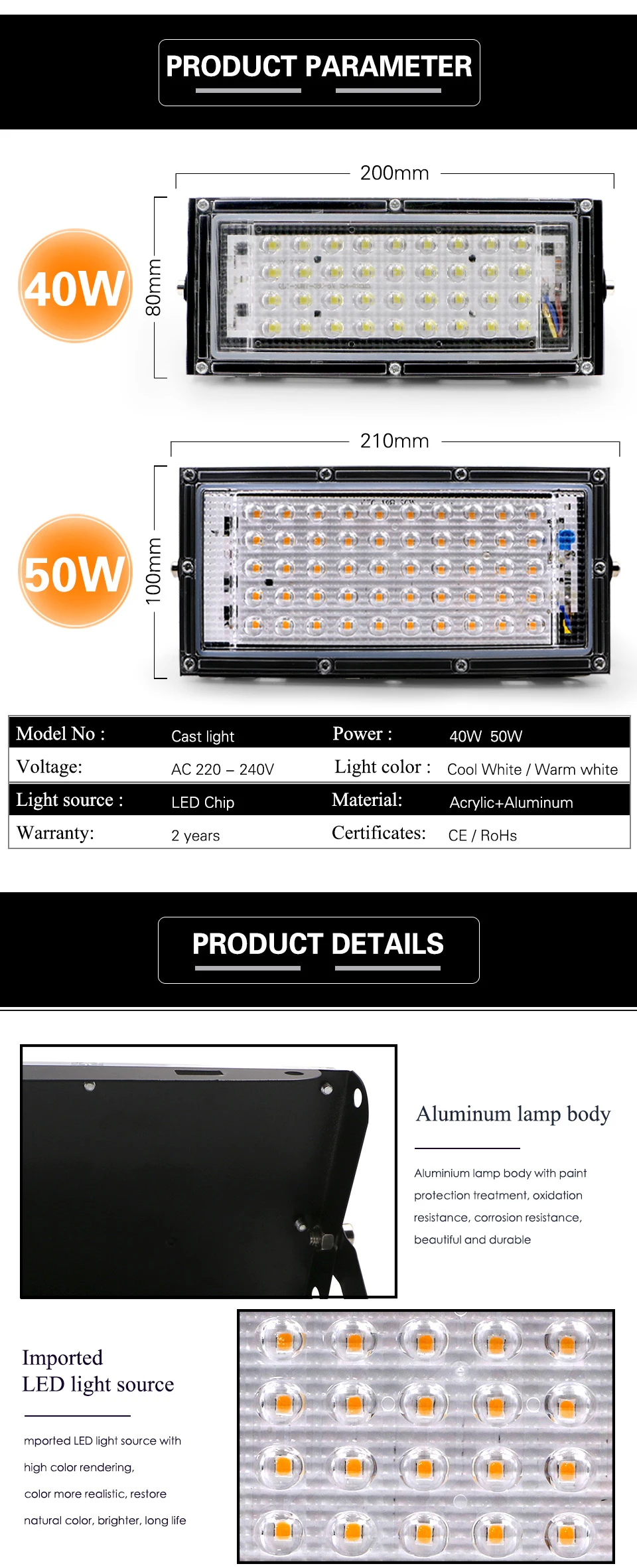 EnwYe 220V 240V светодиодный литой светильник Светодиодный точечный светильник, 40 Вт, 50 Вт, ручная сборка IP65 мощность водонепроницаемый ландшафтный светильник ing светодиодный уличный фонарь