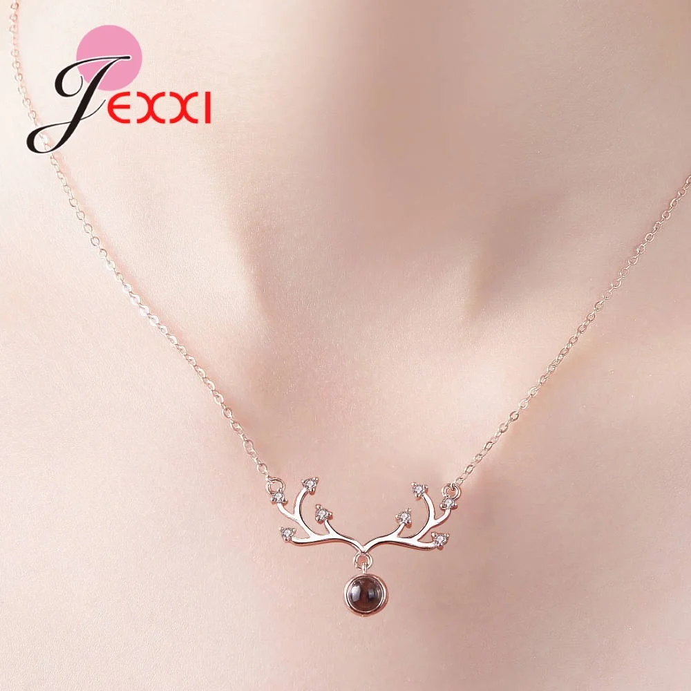 

Unique Rose Gold Deer Charm Necklace Women Boho Antler Horn Animal Chain Necklaces Christmas Jewelry Everyday Gifts