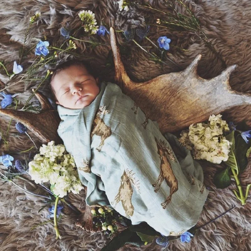 Бамбуковые муслиновые пеленальные Обёрточная бумага Одеяло аксессуары для