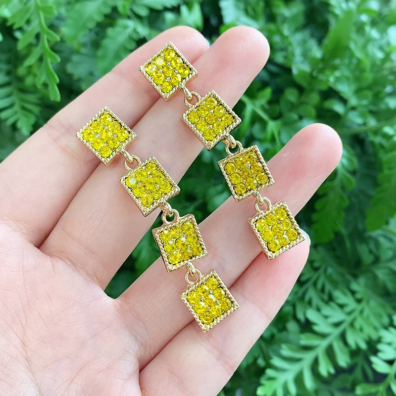 Висячие серьги KOMi K4229 женские 6 цветов квадратные корейские бирюзовые акриловые с