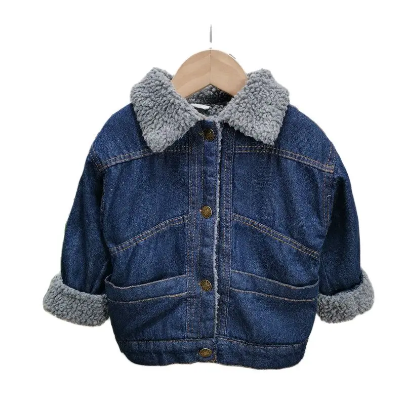 

2021 Boys Girls Winter Plus Cashmere Thicken Warm Jeans Coat Children Warm Fashion Jacket Clothes Baby Denim Jackets 2-6Y