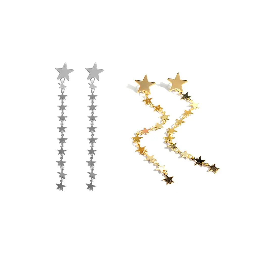 Модные Простые преувеличенные золотые серьги со звездами индивидуальные Крючки