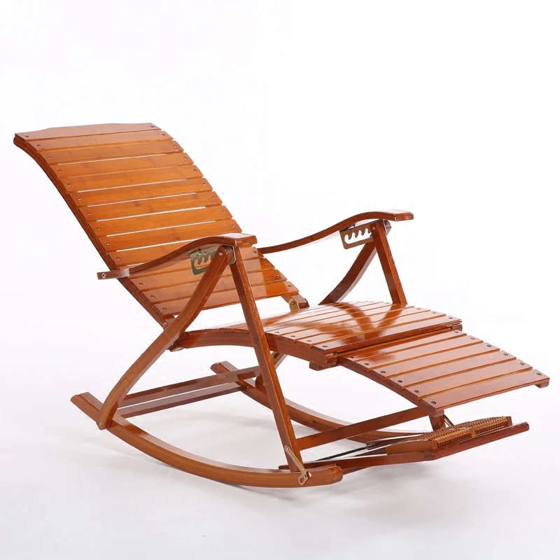 

Удобное расслабляющее бамбуковое кресло-качалка с подставкой для ног, дизайнерская мебель для гостиной, кресло для взрослых, кресло-качалк...