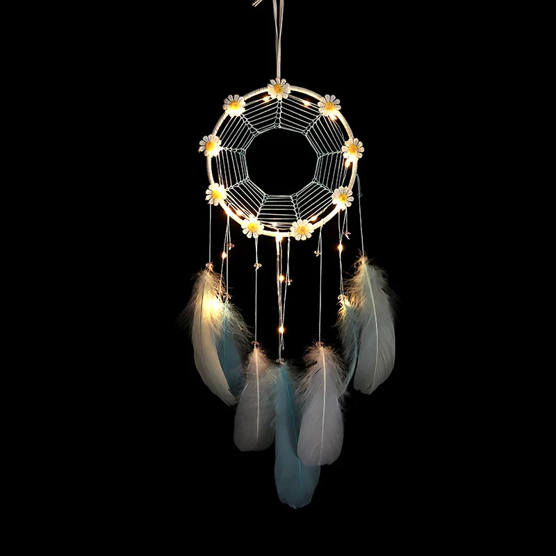 

Flower Led Light Feather Leds Lights Fashion Blue Pendant Romantic Indoor Girl Bedroom Creative Window Decors Holiday Guirlande