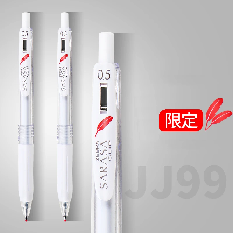 

1pcs Zebra Limited Red Feather JJ99 Press Neutral Pen Jj15 White Bar Black Core Water 0.5mm Black Stationery Office Signature