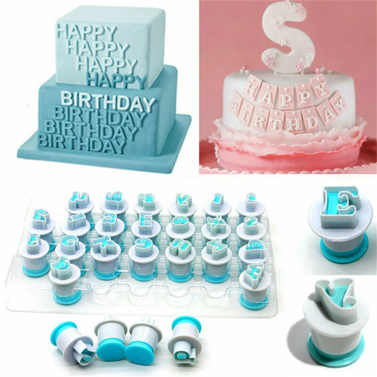 Alphabet Letter Number Fondant Cutter Mould Cake Cookie Decorating Baking Mold