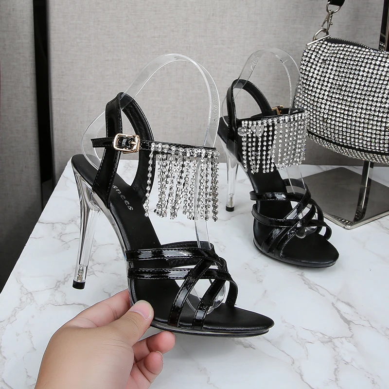 

Crystal Women Sandals Fashion Sexy Women Shoes High Heel Super Plus Size Nightclub Open Toes Rhinestone Sandals Anti-slip Pumps
