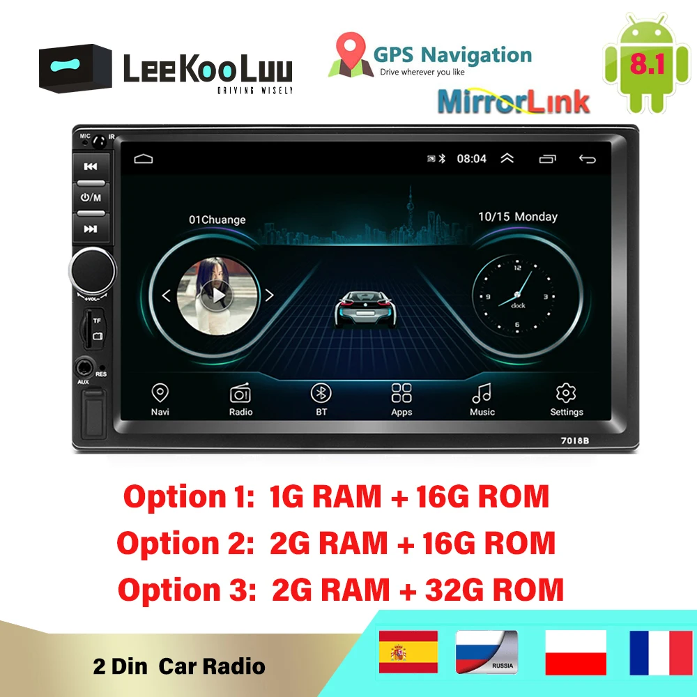 Автомагнитола LeeKooLuu 2DIN 7 дюймов HD Android GPS навигация Wi Fi MirrorLink FM стерео MP5 видео