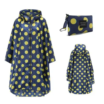 navy yellow dots Дождевик для женщин и мужчин водонепроницаемый рюкзак, дождевик на открытом воздухе для пешего туризма Дождевик Пончо Куртка Плащ capa de chuva Chubasqueros - Цвет: navy yellow dots