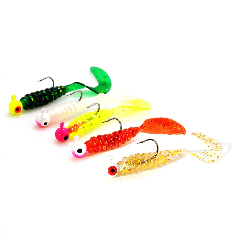 Мягкие приманки 3 5 г Jig Head Рыба 6 см серп хвост искусственные черви партиями по