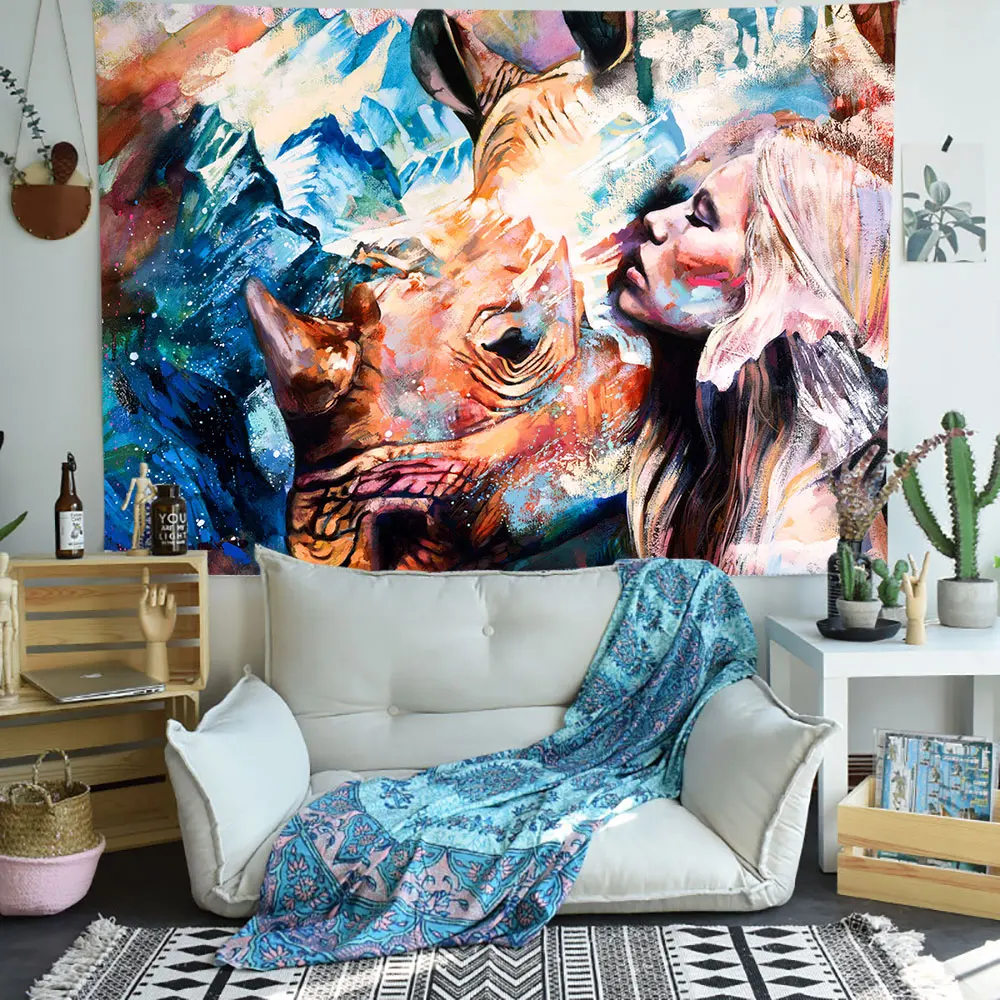 Симсант Хиппи Слон гобелен красочные Галстук Краситель Мандала индийские