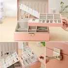 Шкатулка для ювелирных изделий из полиуретана, для путешествий, для сережек, ожерелья, колец, заколок, органайзер для макияжа, различные цвета