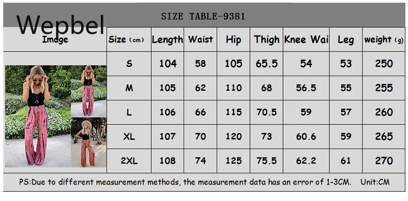 

WEPBEL High Waist Wide Leg Pants Casual Women's Printed Pants Solid Color Trousers Plus Size Loose Summer Female Pants