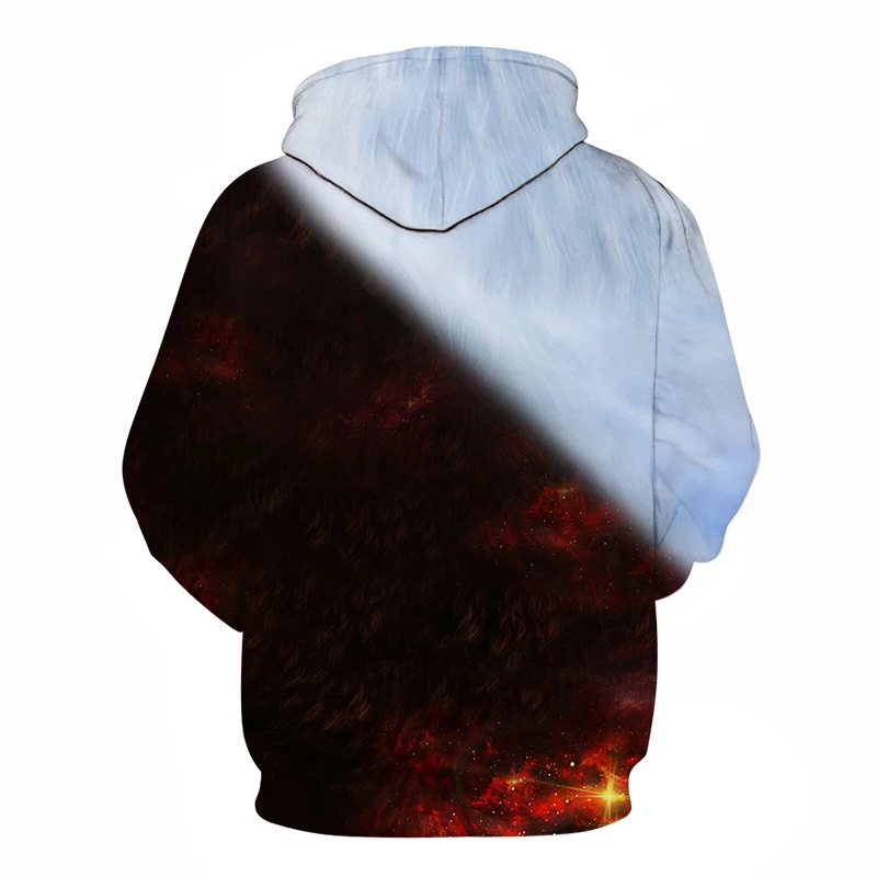 

2019 autumn men's new 3D creative black and white wolf print hoodie BIANYILONG brand casual sweatshirt