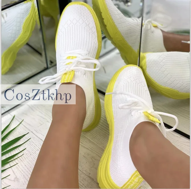 

Summer Women Shoes Knitting Socks Shoes White Platform Sneakers Casual Fashion Breathable Mesh Sneakers Vulcanized Shoes Woman