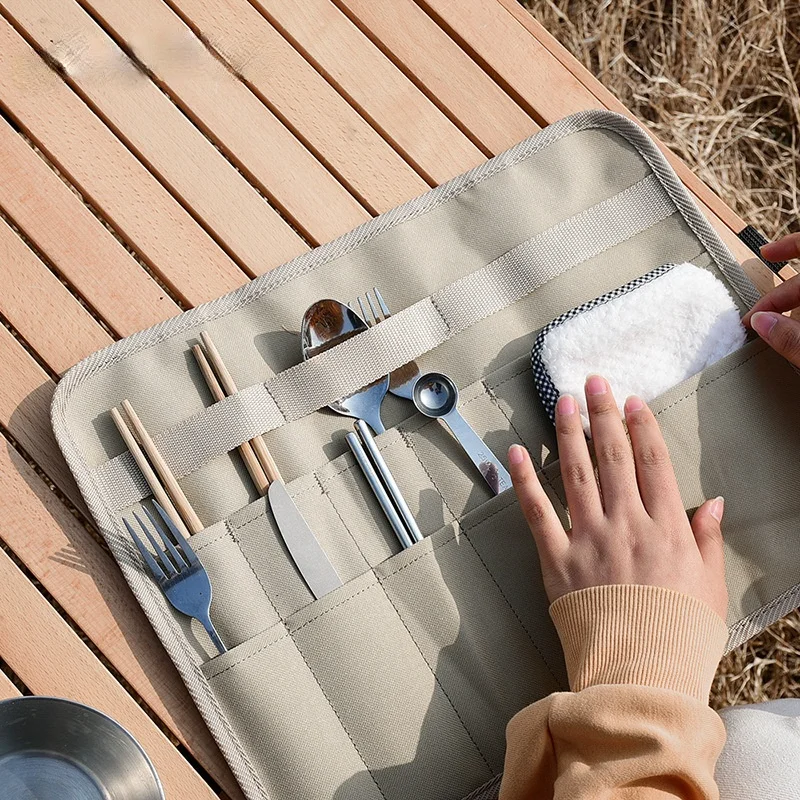 

Outdoor portable folding tableware storage bag rack hook picnic tool bag tripod rack bag square bag