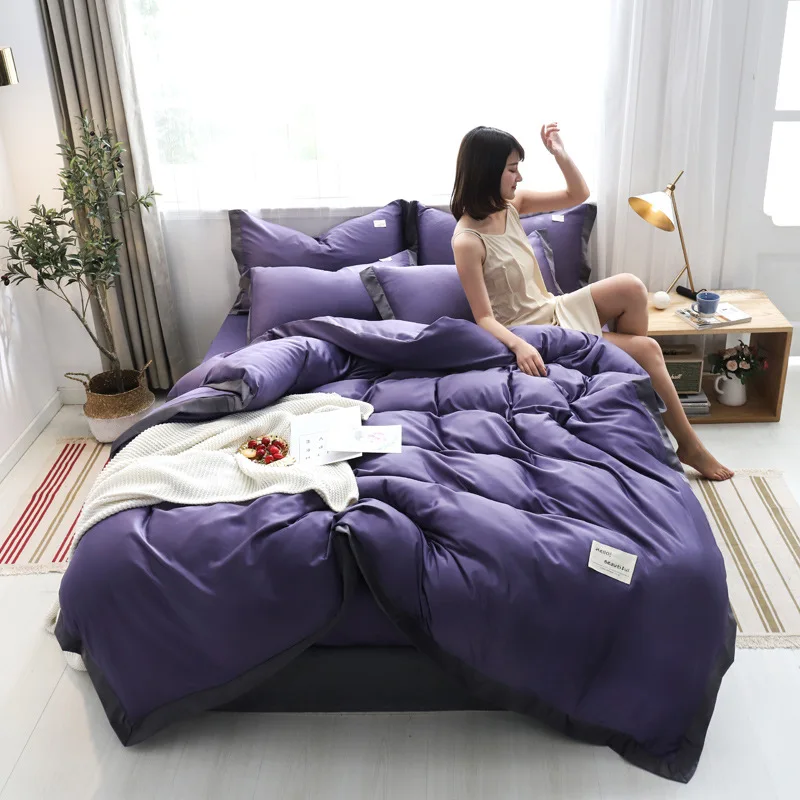 Новый Шелковый небесно сетчатый комплект из 4 шт. фланелевый флисовый теплый