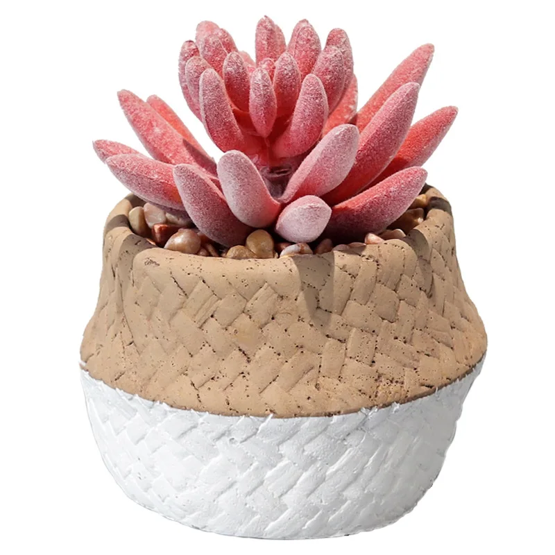 

1-6 Pcs Desktop Simulation Potted Plants Cacti Cement Pots Fake Green Plant Desks Garden Decorations Inside And Outside The Room