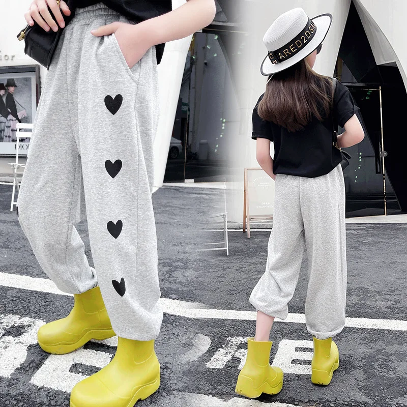 

Girl Pants Heart Pattern Girl's Children's Pants Spring Autumn Children's Pants Casual Style Children's Clothing Girl