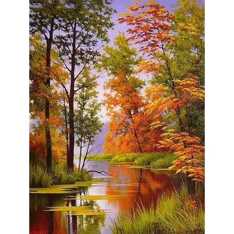 

GATYZTORY Painting By Numbers For Adults Autumn Maple Landscape Oil Paints DIY Framed Wall Art Home Decor Picture Unique Gifts